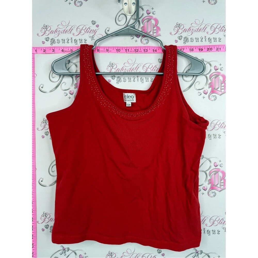 cleo tank top beaded Red Embellished Tank Top